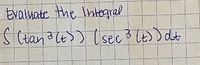 **Evaluate the Integral**

\[
\int (\tan^3(t)) (\sec^3(t)) \, dt
\]