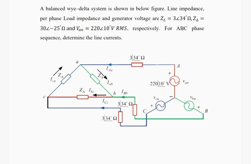 Answered: A Balanced Wye-delta System Is Shown In… | Bartleby