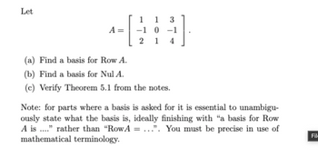 Answered Let A 113 1 0 1 214 a Find a basis bartleby