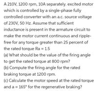 Solved (4 pts) A 10 hp, 230 V DC motor has a nominal