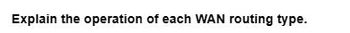 Explain the operation of each WAN routing type.