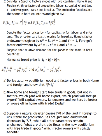 Answered: 2 Consider a Specific Factors model…