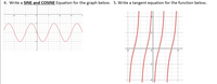 4. Write a SINE and COSINE Equation for the graph below. 5. Write a tangent equation for the function below.
2m
-TT
