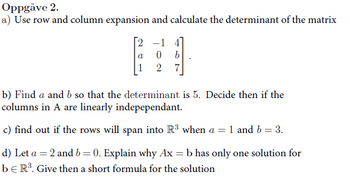 Answered: Oppgåve 2. a) Use row and column… | bartleby