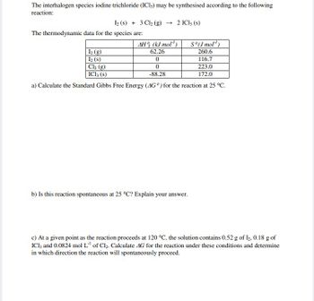 Answered: The interhalogen species iodine… | bartleby