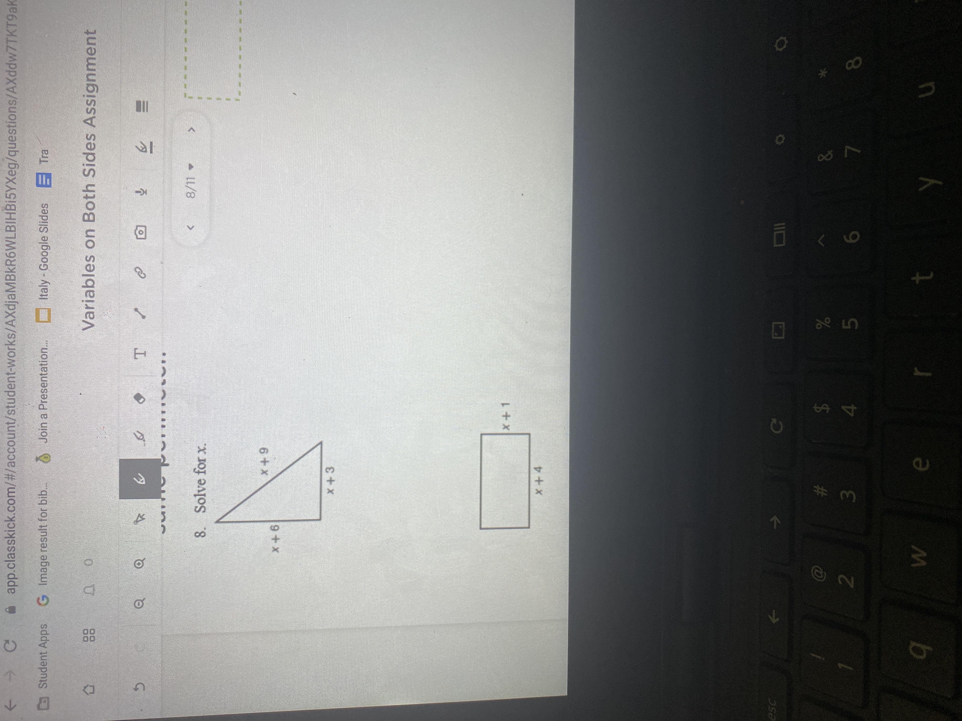 8/11 -
8. Solve for x.
x+9
x+6
x+3
