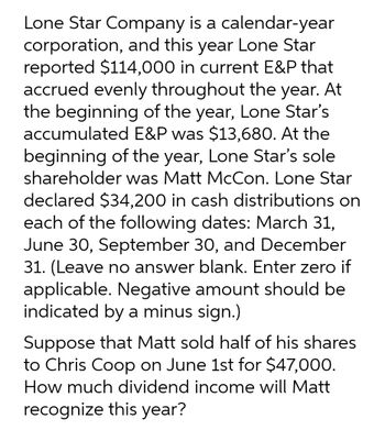 Answered: Lone Star Company is a calendar-year… | bartleby