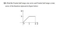 Q1: Find the Fourier half range sine series and Fourier half range cosine
series of the function represent in figure below:
2
1
2 x
