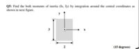 Q5: Find the both moments of inertia (Ix, ly) by integration around the central coordinates as
shown in next figure.
(15 degrees)
