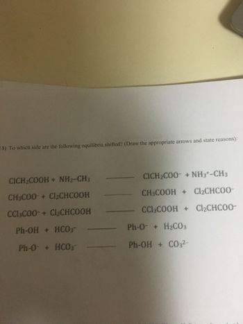 Answered: Which Side Are The Following Equilibria… | Bartleby