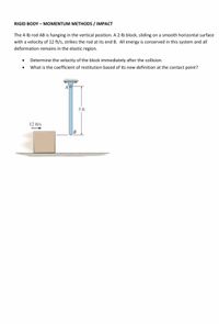 Answered: RIGID BODY – MOMENTUM METHODS / IMPACT… | Bartleby