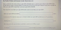 ### The Wealth of Nations and Economic Growth: Work It Out 1 of 1

Italy is a relatively rich country with a per-capita GDP of $28,000. India is a relatively poor country with a per-capita GDP of only $3,500. However, India is growing rapidly at a growth rate of 5% per year. We want to find out how many years it will take for India's per capita GDP to equal Italy's current per-capita GDP of $28,000.

**How many times must India's per-capita GDP double in order to reach Italy's per-capita GDP?**

India's per-capita GDP must double _____ times.

**Use the rule of 70 to find how many years it will take for India's per-capita GDP to double once at a 5% growth rate.**

Doubling time: _____ years

**How many years will it take for India to reach Italy's current level of GDP per capita?**

It will take _____ years for India to reach Italy's current level of GDP per capita.

---

### Explanation of Terms:

**Rule of 70:**  
The Rule of 70 is a way to estimate how long it will take for a quantity to double, given a specific annual growth rate. Simply divide 70 by the annual growth rate to get the doubling time in years.

For example, if the annual growth rate is 5%, the doubling time would be:
\[ \text{Doubling Time} = \frac{70}{5\%} = \frac{70}{5} = 14 \text{ years} \]