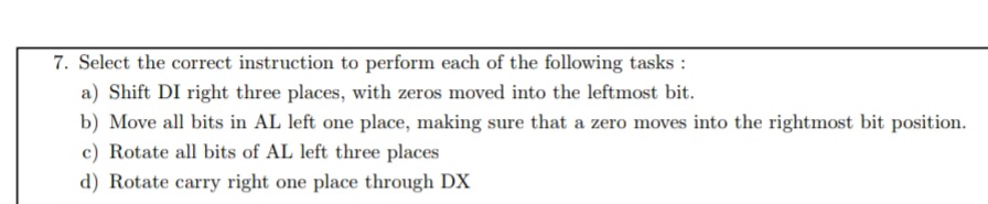 Solved Given the instruction for each of the following