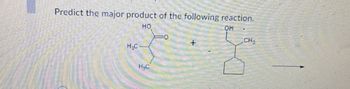 Predict the major product of the following reaction.
HO
OH
CH
HC
H.C