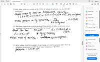 Home
Tools
Kitchen Chemistry... x
Sign In
/ 7
127%
Search 'Hide Text'
2.3 How many moles are present in the 5.00 g of sodium bicarbonate you used for this
experiment?
LO Export PDF
sodium bicalbonate NaHCO.
molar mass o
|(82.99) 4IC1.008) + 1(12..01)+3( 16.00. 84.0089)mol
l
Edit PDF
Create PDF
moles paesent in Sg of Na HCOg = S
84.008g/mel
0.059M
Comment
Combine Files
2.4 How many moles of gas would be produced if this amount of sodium bicarbonate reacted
completely with acetic acid, which you added as vinegar?
EI Organize Pages ^
Ro 0.0821Latm
mal.k.
PV- nRT
Jdeal Gas law
P=1.013x 105
Delete, insert, extract and
rotate pages.
o s9 f Na HCOS
Poo 84.008gimol
Try now
Molar mass of MAHCOB =
Compress PDF
2 Redact
2.5 What volume would this amount of gas occupy at room temperature (25.0 °C)? At
refrigerator temperatures (4.0 °C)? Or at freezer temperature (-20.00 °C)?
2 1.013x 105
Prepare Form
pressure
Request E-signat...
Convert, edit and e-sign PDF
forms & agreements
Free 7-Day Trial
