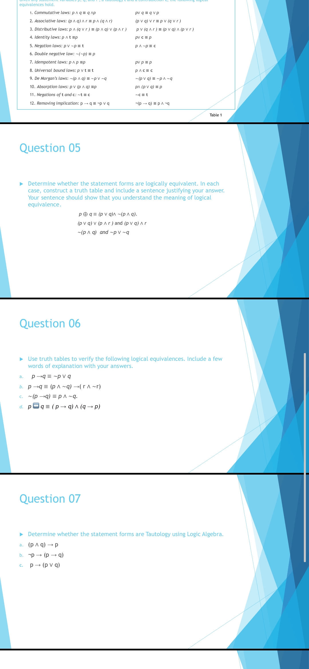 Solved QUESTION 13 Write the equivalent statement for the