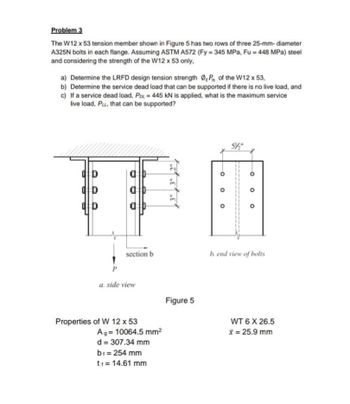 Answered: Problem 3 The W12 x 53 tension member… | bartleby