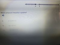 十+9+
-1
2.
Which compound inequality is graphed?
A)
x<-1 and x>2
B)
xS-1 or x>2
x 2-1 or x < 2
and 2
