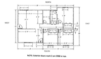 NORTH
28'
12
17'-5"
Il'-8"
9'-8"
15'-5"
WEST
EAST
24
24'
7'4"
2'-1"
12-5"
28'
7'-31"
9'-5"
10-5"
4'
18'
SOUTH
NOTE: Exterior doors mark 2 are 3068 sc syp.
