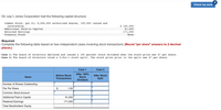 **Jones Corporation Capital Structure Analysis**

On July 1, Jones Corporation had the following capital structure:

- **Common Stock, par $1:** 8,000,000 authorized shares, 105,000 issued and outstanding
  - Common Stock Value: $105,000
- **Additional Paid-in Capital:** $91,000
- **Retained Earnings:** $171,000
- **Treasury Stock:** None

**Required:**

Complete the following table based on two independent cases involving stock transactions. *(Round "per share" answers to 2 decimal places.)*

**Case 1:** The board of directors declared and issued a 100 percent stock dividend when the stock price was $7 per share.

**Case 2:** The board of directors voted a 2-for-1 stock split. The stock price prior to the split was $7 per share.

| Items                          | Case 1                               | Case 2                           |
|--------------------------------|--------------------------------------|----------------------------------|
| **Number of Shares Outstanding** |                                      |                                  |
| **Par Per Share**               | $1.00                                |                                  |
| **Common Stock Account**        |                                      |                                  |
| **Additional Paid-in Capital**  | $91,000                              |                                  |
| **Retained Earnings**           | $171,000                             |                                  |
| **Total Stockholders' Equity**  |                                      |                                  |

This table needs to be filled out according to the results of Case 1 and Case 2 transactions, affecting the number of shares, par value per share, and stockholders' equity. The analysis can help in understanding the impact of dividends and stock splits on the company's financial structure.