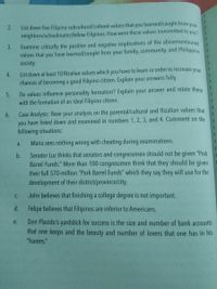 list of filipino values