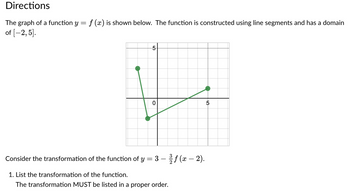 Answered: Directions The graph of a function y =… | bartleby