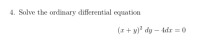Solve the ordinary differential equation
