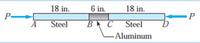 18 in.
6 in.
18 in.
Р—
A
Steel
B C Steel
-Aluminum
