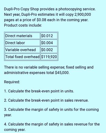 Answered 1. Calculate the break even point in bartleby