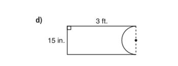 d)
15 in.
3 ft.