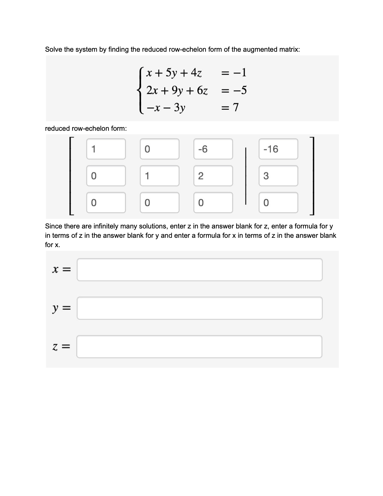 Answered Solve the system by finding the reduced bartleby