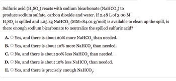 Answered: Sulfuric acid (H₂SO₂) reacts with… | bartleby