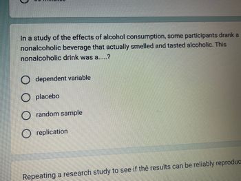 a research study comparing alcohol use