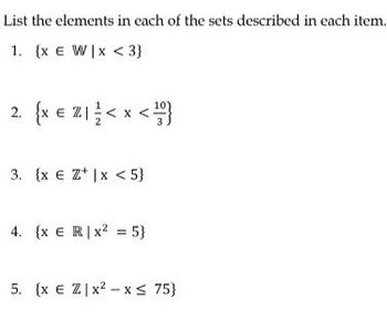 Answered List the elements in each of the sets bartleby