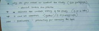 last
why
صله
you
should tackle the problem
185
discuss the contents, setting of the study (5 p in Intro)
it can be literature -(gather) (2-4 paragraph)
Rationare - presenting for choosing the topic
1
mount to conduct the study (1st paragraph)