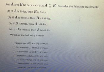 Answered: Let A And B Be Sets Such That AB.… | Bartleby