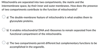 Answered: Mitochondria Are Separated Into Two… | Bartleby