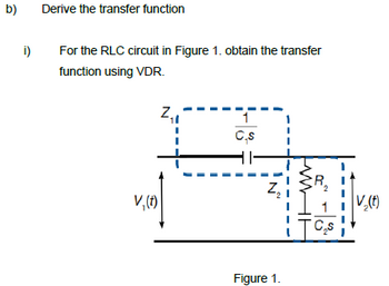 Answered: b) i) Derive the transfer function For… | bartleby