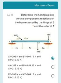 Answered: Mechanics Exam1 äbö 20 Determine the… | bartleby