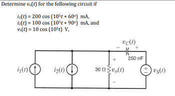 Answered: Determine v.(t) for the following… | bartleby