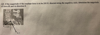 Q4- If the magnitude of the resultant force is to be 200 N, directed along the negative y axis, determine the magnitude
of force F1 and its direction 0.
35
07
F2=100N
F,?
