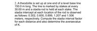 2. A theodolite is set up at one end of a level base line
150.0 m long. The line is marked by stakes at every
30.00 m and a stadia rod is held at each stake. The
stadia intercept at each location of the rod is observed
as follows: 0.302, 0.600, 0.899, 1.207 and 1.506
meters, respectively. Compute the stadia interval factor
for each distance and also determine the averaevalue
of K.
