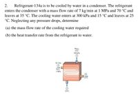 SOLVED: Waters enters the condenser at 20Â°C and leaves at 35Â°C