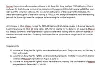 Maipao Corporation sells computer software to Mr. Bong. Mr. Bong shall pay P750,000 upfront fee in
exchange for the following performance obligations: (1) equipment (2) initial training and (3) five years
right over the computer software. The stand-alone selling price of the equipment is P380,000. The
stand-alone selling price of the initial training is P280,000. The entity estimates the stand-alone selling
price of the 5 year right over the computer software using the residual approach.
On February 1, 20x1, Maipao receive the P150,000 cash and the balance payable in 3 annual payments
beginning January 30, 20x2. Mr bong signs a 10% interest bearing for the balance. On august 1, Maipao
has already transferred the equipment and conducted the initial training and the software license will
commence on the same date. The entity determines that the performance obligations in the contract
are distinct.
Requirements:
1) Assume Mr. Bong has the right to use the intellectual property. The journal entry on February 1,
20x1 will include:
2) Assume Mr. Bong has the right to use the intellectual property. The total revenue from license
contract of Maipao Corporation on August 1, 20x1 is:
3) Assume Mr. Bong has the right to access the intellectual property. The total revenue of Maipao
Corporation on December 31, 20x1 is:
