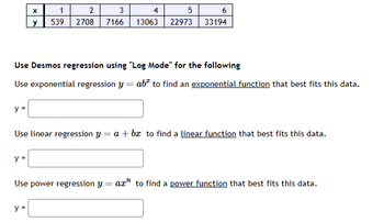 Answered: y X Use Desmos regression using 