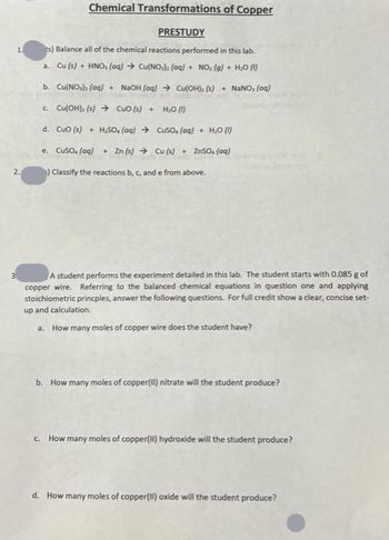 Answered: 1. ts) Balance all of the chemical… | bartleby