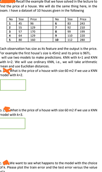 Answered: What Is The Price Of A House With Size… | Bartleby