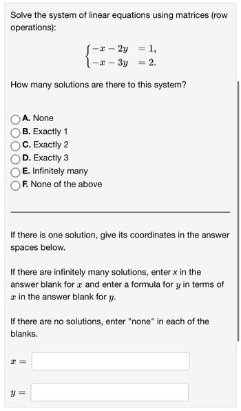 Answered Solve the following system of linear bartleby