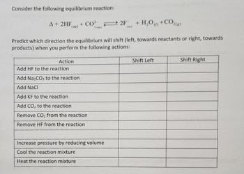 Answered: Consider the following equilibrium… | bartleby