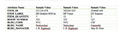 Attribute Name
Sample Value
Sample Value
Sample Value
ТЕМ ID
ITEM LABEL
ITEM_QUANTITY
ROOM_NUMBER
231134-678
342245-225
254668-449
HP DeskJet 895Cse
5
HP Toner
DT Scanner
12
2
325
325
123
BLDG_CODE
BLDG NAME
BLDG_MANAGER
NTC
NTC
CSF
Nottooclear
Nottoclear
I. B. Rightonit
I. B. Rightonit
Canseefar
May B. Next
